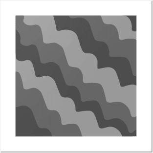 Grey wavy ocean waves gradient Posters and Art